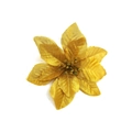 Detailed view of artificial gold glitter poinsettia flower for Christmas tree decoration - Gold