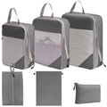 6-piece dark grey travel organizer set with mesh cubes and waterproof storage bags - 6-Piece Set (includes Digital Bag) / Gray