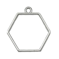 Silver hexagonal alloy hollow frame pendant charm for DIY jewelry and resin crafts - Hexagon Bezel (22236) / 29x28mm / White K/Silver