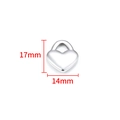 Polished heart-shaped pendant in stainless steel with 17mm height and 14mm width dimensions - Silver Polished Heart Padlock Charm 17mm