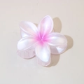 Pink gradient plumeria hair claw clip with pearlescent finish for women and girls - 8cm Pearly White-Magenta / Bulk Packaging