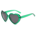 Cute heart-shaped polarized sunglasses with transparent green frames and dark grey lenses - Polarized Lens / Green Frame Grey Lens (Polarized)