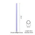 Reusable 20cm purple transparent glass drinking straw with 8mm diameter straight design - Straight / Purple