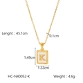 Gold stainless steel necklace with white shell square pendant and letter K detail - Letter K (HC-N40052-K)