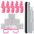 7-piece professional nail polish remover kit with pink clips, files, and metal tools - 7Pcs Nail Remover Set
