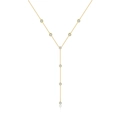 Elegant gold Y-shaped necklace featuring sparkling round-cut crystals on a white background - 18K Gold