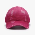 Distressed rose pink cotton baseball cap with vintage frayed edges and a soft top design - Rose Red