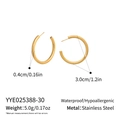 Detail showing dimensions and specifications of 18K gold stainless steel C-shaped earrings - 3.0cm Diameter 0.4cm Thick (YYE025388-30)