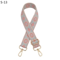 Detail of embroidered ethnic strap with floral patterns and gold metal lobster clasps - S-13 Pink Light Blue Flower