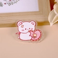 Cute acrylic cartoon white bear holding pink heart pin for clothes and bags - Creamy Bear