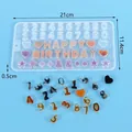 Silicone alphanumeric molds for DIY resin crafts including numbers and happy birthday signs - Model 60-605