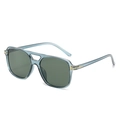 Classic blue square aviator sunglasses with gold T-decoration and green lenses - Blue Frame Green Lenses