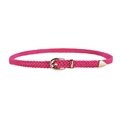 Women's woven hot pink skinny belt with a gold buckle for dresses and shirts - Rose Red / Length 108 Width 1.5