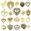 Antique gold heart charms collection in mixed styles for DIY jewelry and necklaces - Mixed 20pcs Antique Gold Heart Series