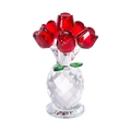Red crystal rose bouquet in transparent diamond-cut vase for home tabletop decor - 7 Red Roses with Vase