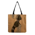Detailed view of the reusable canvas tote bag featuring an artistic African woman portrait - Afro Lady Portrait-Profile Silhouette