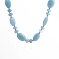 Détail du collier en œil de tigre bleu ciel et opale avec perles ovales polies - Style Perles Bleu Ciel (NSN0213)