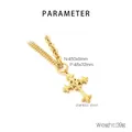 Dettaglio collana con croce in acciaio inossidabile dorato, misure 450x8mm e 48x32mm - Stile Croce con Chiusura a Molla a Catena Fine a Doppio Strato / Oro (KN291897-Z)