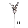 Vintage cast iron deer head doorbell with rustic finish and rope pull, 19cm width - Deer Head Doorbell / Bronze