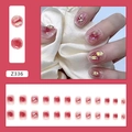 Funkelnde Aurora-Quadratdiamanten Press-on-Nägel mit rosa Blush-Gradient und 3D-Strasssteinen - Weinroter Quadratischer Strassstein Klebestil (Z336)