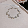 Iridescent crystal bead bracelet with silver wire wrap and adjustable pull chain - 29# Bracelet-Silver-Multicolor