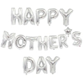 Dettaglio palloncini in alluminio argento HAPPY MOTHER'S DAY con stelle decorative - Stella 10 pollici + Lettere 16 pollici / Argento