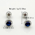 Pendientes de acero de titanio con circón azul redondo y cierres de bola plateada - Base Plateada/Circonita Azul / Plateado/Azul