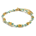 Bracciale in corda intrecciata colorata con perle placcate oro 18K e chiusura a moschettone - Stile Perla a Botte Con Nodo Colorato 3 (B0743-3)