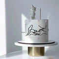 Detail showing 5.8cm height for minimalist acrylic baby shower bear cake topper - Parents Style 2 / Black