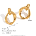 Vertical striped hollow heart stud earrings in 18K gold plated stainless steel - Minimalist Hollow O-Ring Stud Earrings - Gold