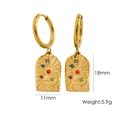Ohrringe aus Edelstahl in Gold mit rechteckigem Anhänger und farbigen Edelsteinen - Sonne Mond Rechteckiger Stil (YTE2404043-2)