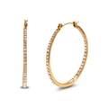 18K gold-plated stainless steel hoop earrings with sparkling white crystals - Gold White Zirconia-43mm