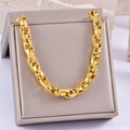 Detail of chunky gold chain link bracelet with engraved star patterns in jewelry box - Cross Star Texture Chunky Chain (1#)