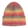 Gekleurde regenboog gebreide muts voor dames met kleurverloop en warme dikke gebreide stof - M (56-58cm) / Bourgondië Geel Verloop