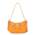 Bright orange rivet shoulder bag in Y2K style with silver studs and adjustable strap - Yellow