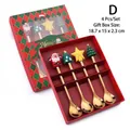 Christmas spoon set with festive figurines in a red gift box, four golden utensils - Gold Figure D All Spoons 4pcs Xmas Red Box