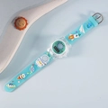 Kids digital watch in light blue with 3D astronaut, rocket and planet silicone strap - Astronaut Light Blue