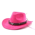 Cappello da cowboy rosa magenta in ecopelle scamosciata con teschio di toro in metallo - M(56-58cm) / Rosa Rosso
