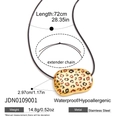 Leopard print oval pendant necklace in stainless steel with measurement details - Leopard Oval Pendant (JDN0109001)