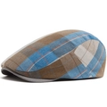 Gorra clásica de cuadros azules y marrones con diseño vintage de textura suave - Ajustable / Café y Azul