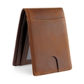 Vintage-Geldbörse aus braunem Crazy-Horse-Leder mit vertikalem Falz und Kartenfach - Kaffeebraun