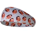 Elastic light grey headband with classic brown American football pattern for sports - Football Light Grey Pattern
