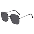Classic black oversized square sunglasses with metal frames and dark grey lenses - Black Frame Grey Lens