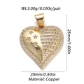 Detail view of heart pendant with 18K gold plating, weight and size specs on white background - Copper