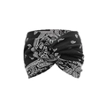 Women's black and white paisley print knotted headband for yoga and workout - US Size 8