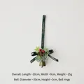 Christmas tree hanging ornament with bells, pine cones, and Merry Christmas green ribbon - Vintage Single Bell B