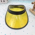 Yellow transparent PVC sun visor hat with black trim and glitter star moon decorations - Yellow-Elastic Band
