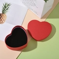 Red heart-shaped jewelry gift box with textured paper surface and black velvet lining - 11.5*10*4.2cm / Red