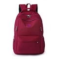 Mochila de nailon burdeos impermeable con bolsillos con cremallera y parche de logo - Rosa Rojo