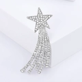 Elegante spilla a stella d'argento con nappe e strass per cappotti e abiti di classe - Argento